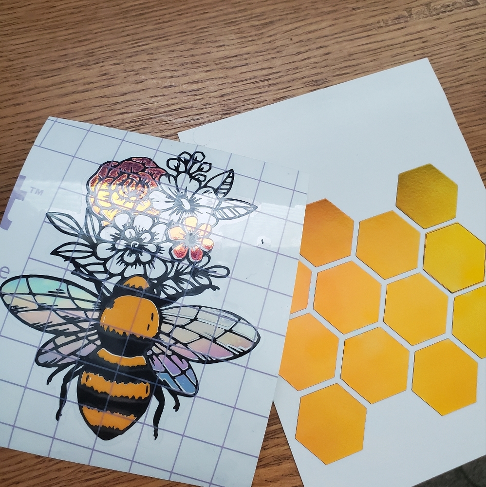 Bee and honeycomb vinyl stickers
